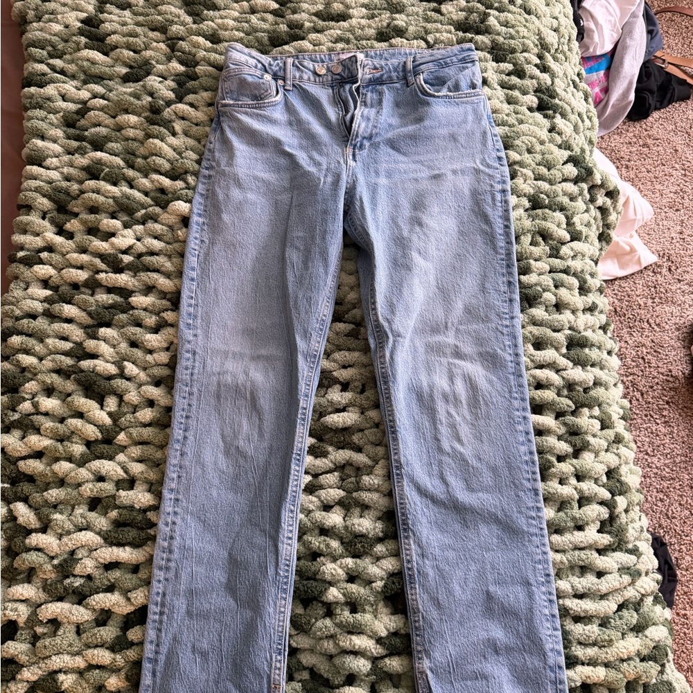Zara Light Blue Straight Leg Jeans